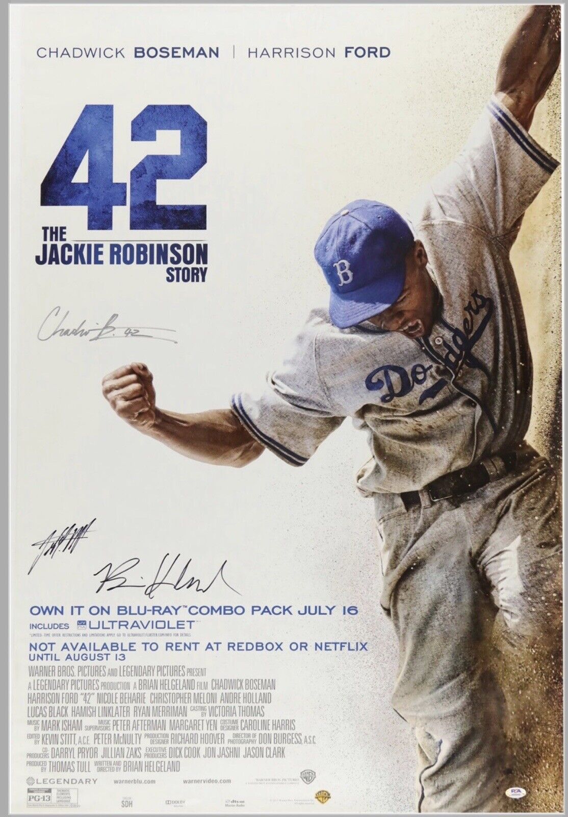 Chadwick Boseman “42” Signed Movie Poster PSA/DNA Jackie Robinson