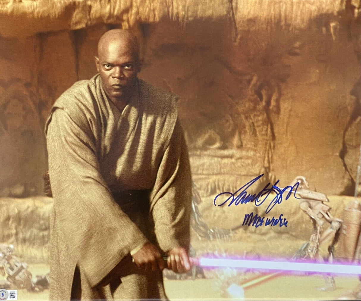 Samuel L. Jackson Mace Windu Signed Star Wars Episode II 16x20 Photo Beckett Wit